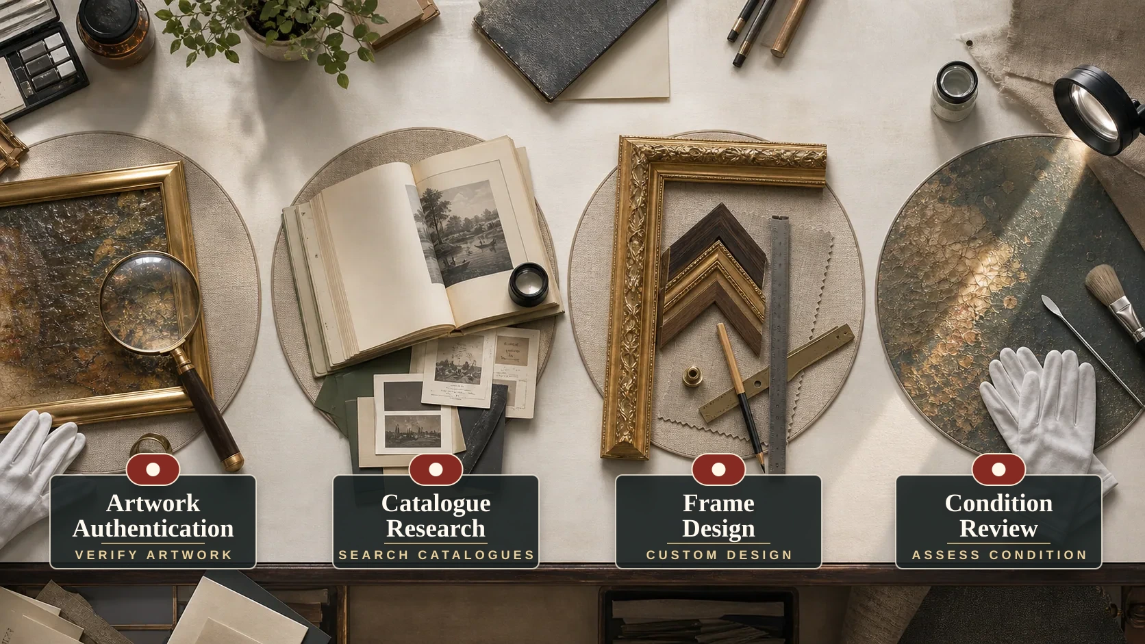 ConfirmArt service map: authentication, catalogue research, frame design and conservation assessment