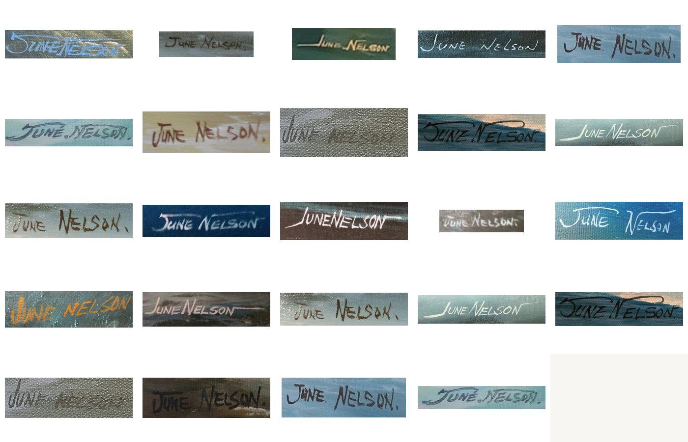 June Nelson signature study: Signature Analysis