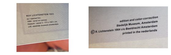 Framed triptych: Verso Production Labels