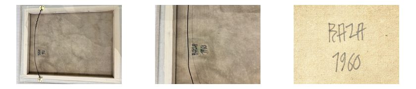 S. H. Raza painting study: Description of Frame and Back Side