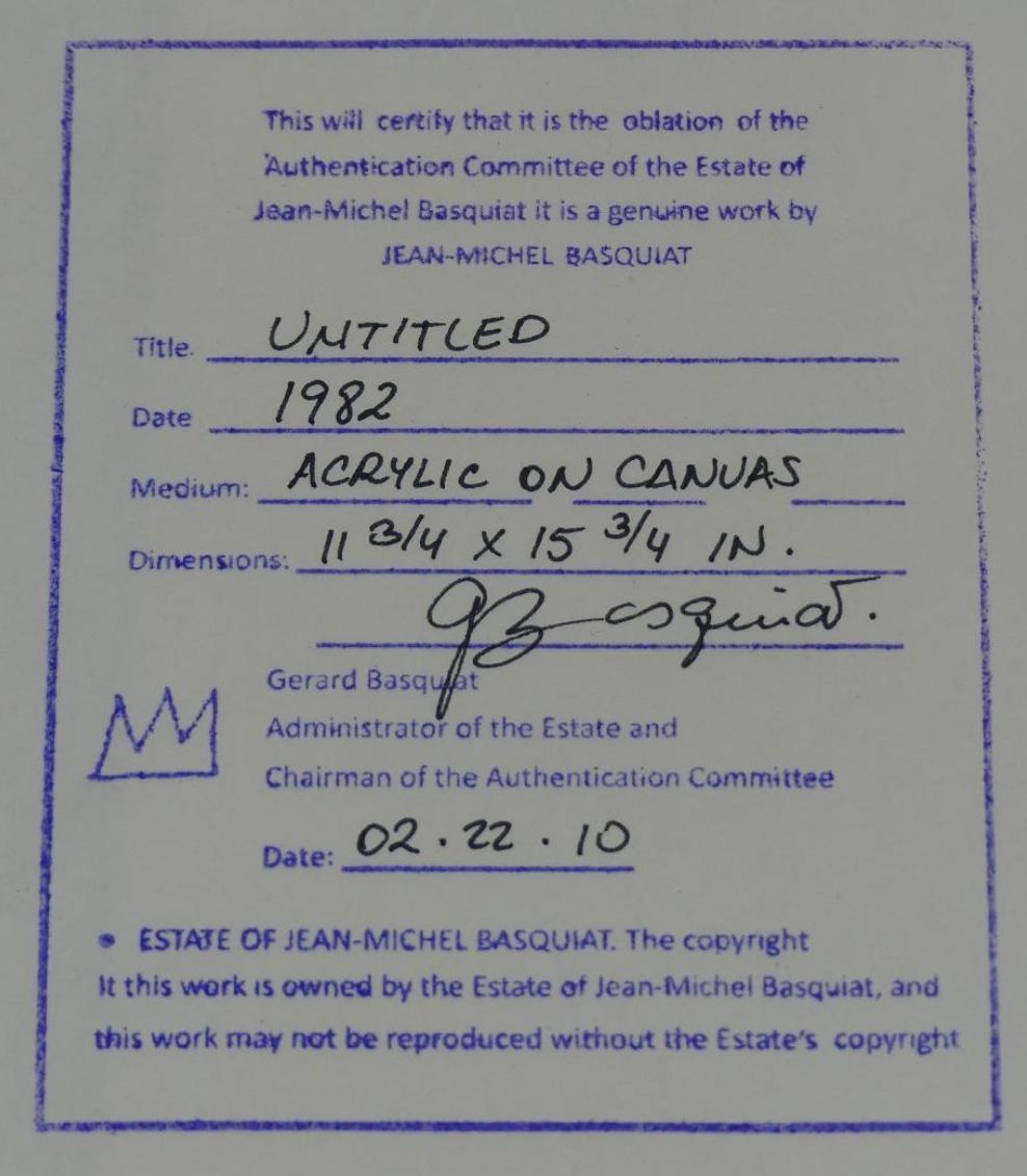 Jean-Michel Basquiat Untitled authentication evidence image 4