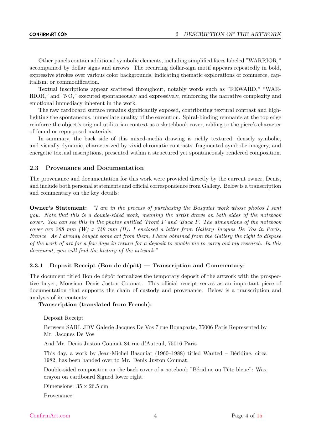 Untitled Basquiat study report sample page 4