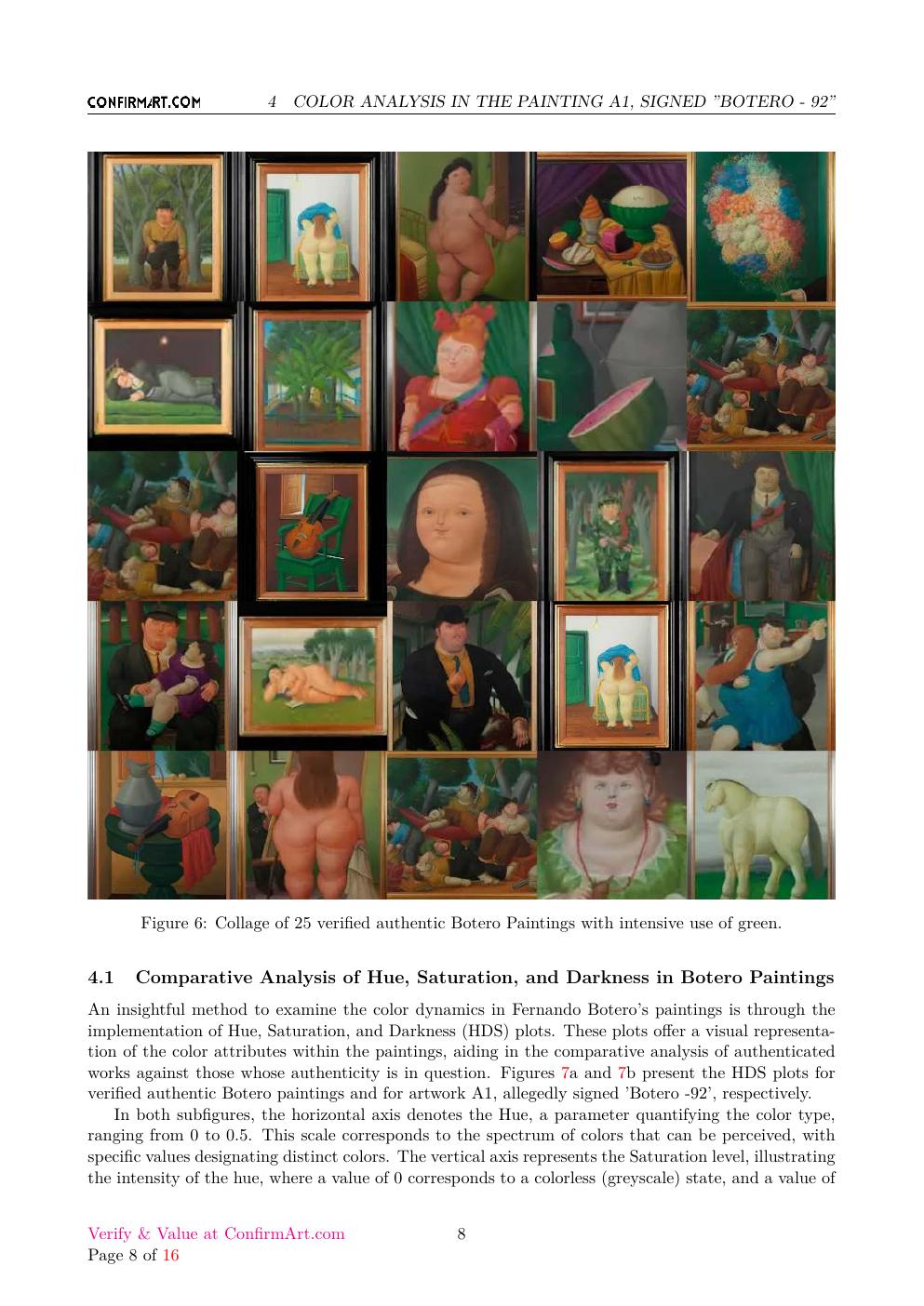 Signed painting attributed to Fernando Botero report sample page 8