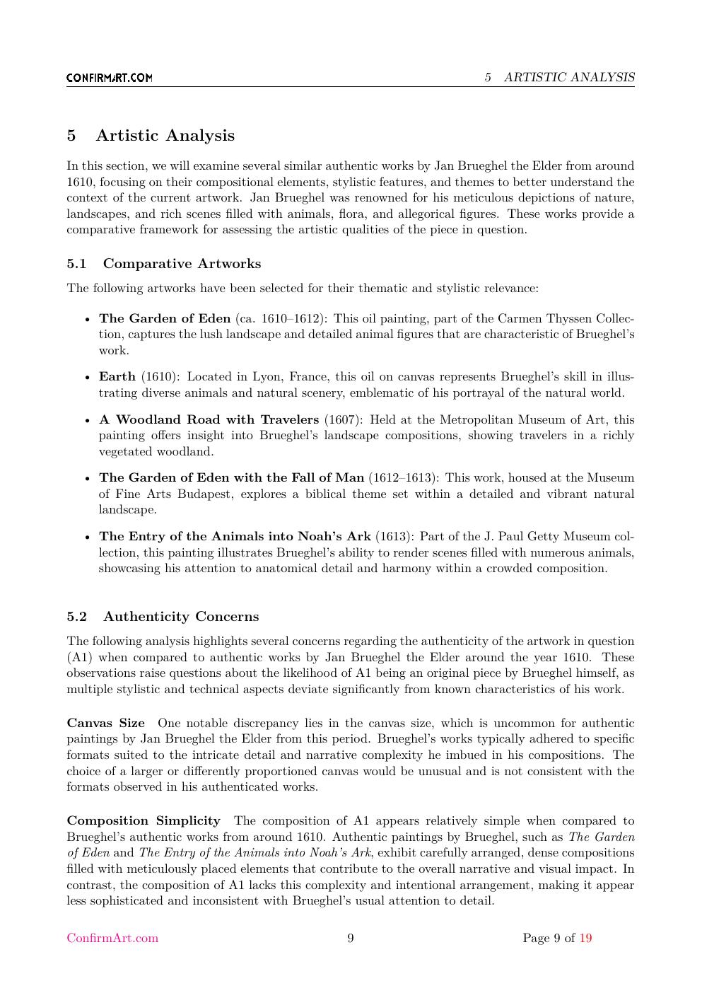 After Brueghel animal scene report sample page 9