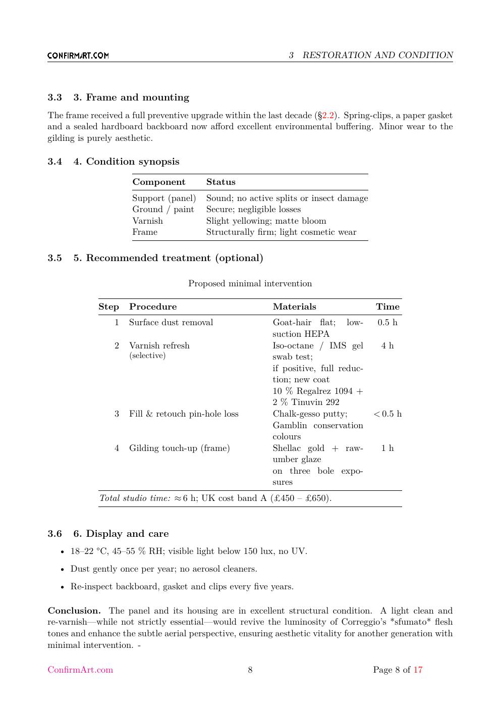 d'après Correggio report sample page 8