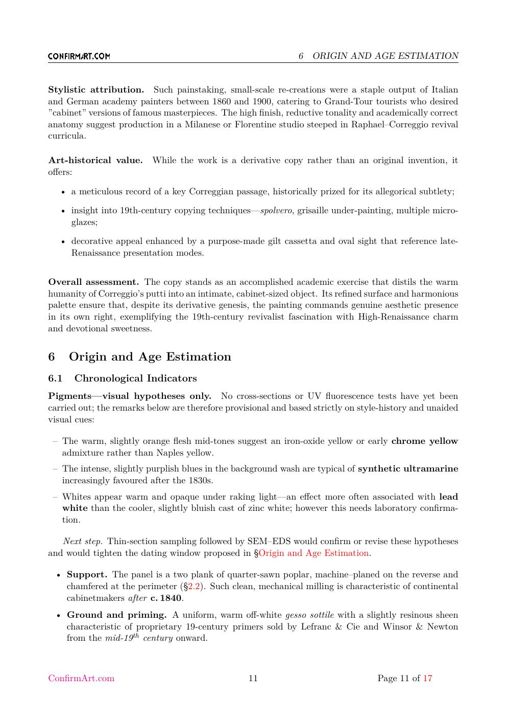 d'après Correggio report sample page 11
