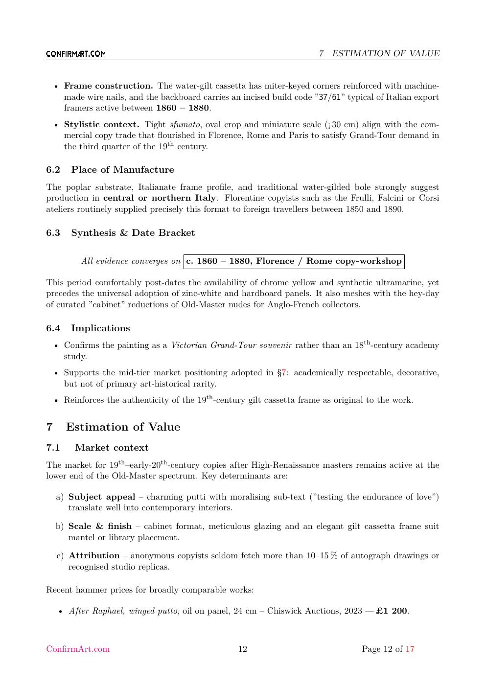 d'après Correggio report sample page 12