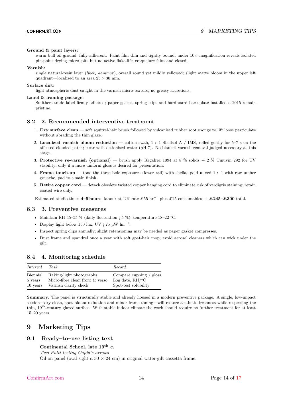 d'après Correggio report sample page 14