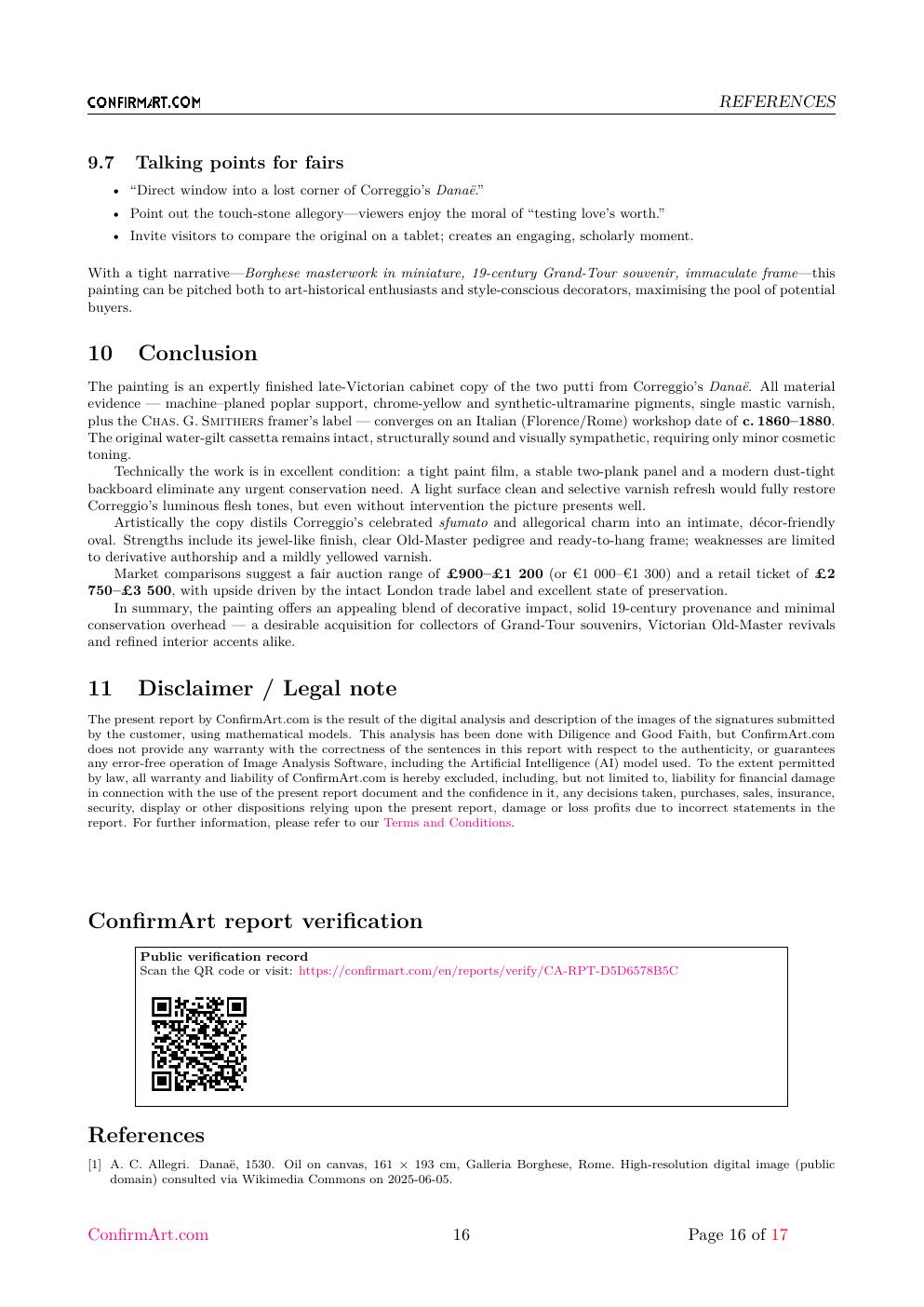 d'après Correggio report sample page 16