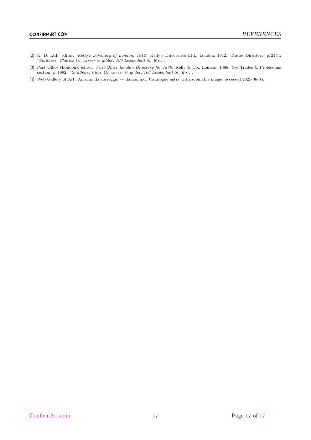 d'après Correggio report sample page 17
