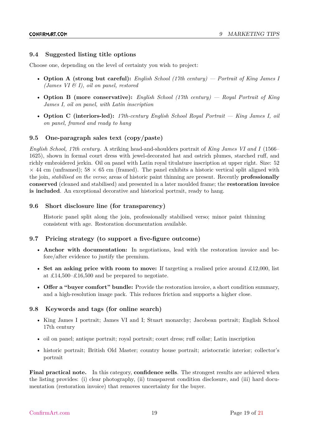 Portrait associated with King James report sample page 19