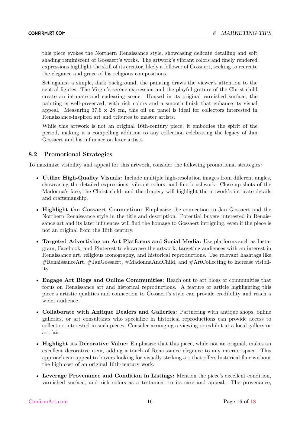 Madonna and Child report sample page 16