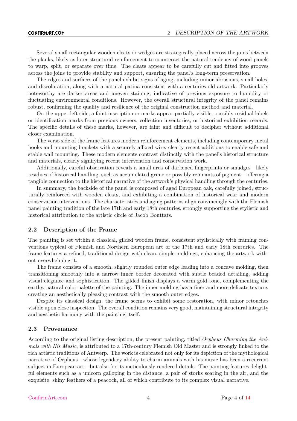 Orpheus Charming the Animals report sample page 4