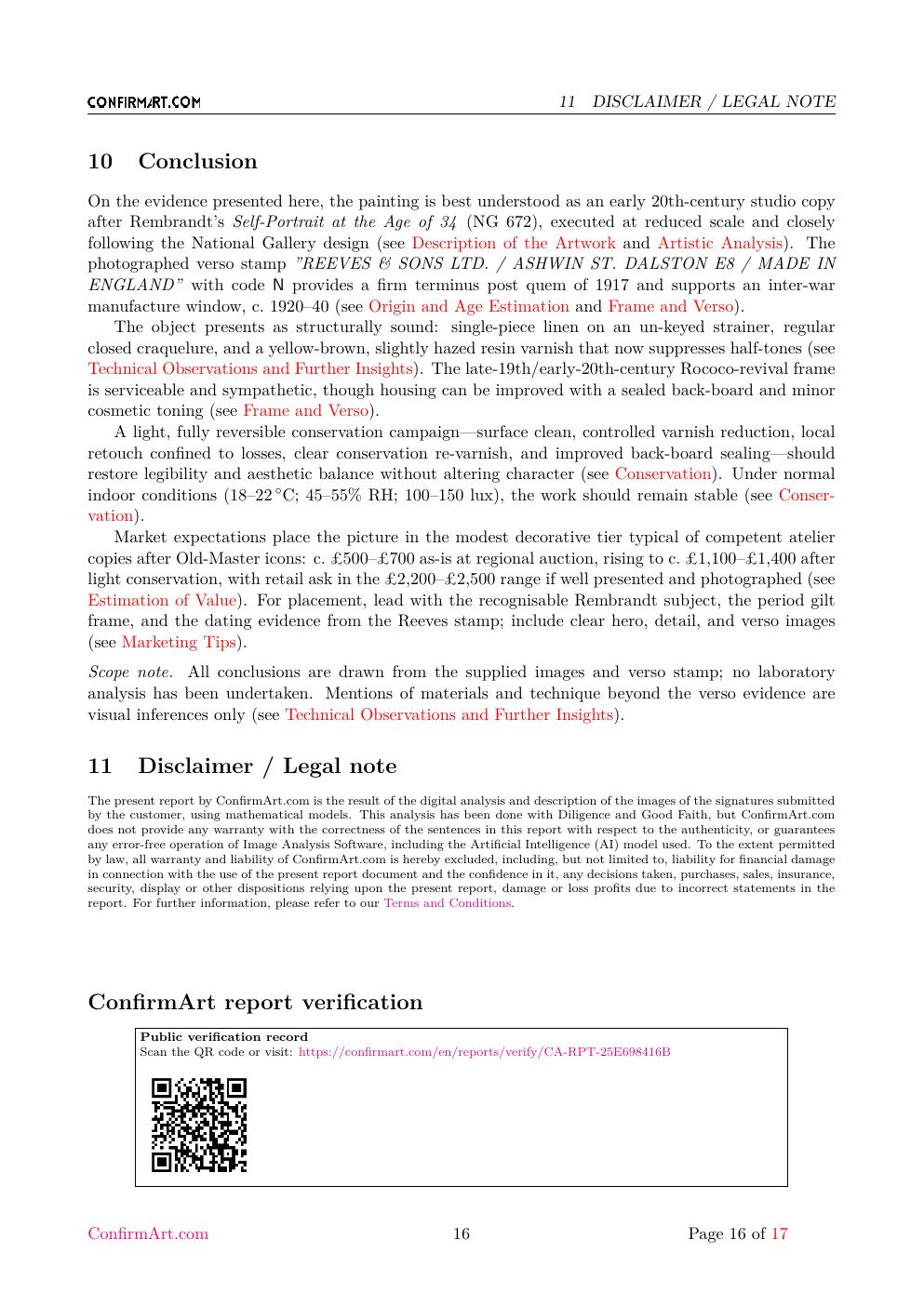 Obverse of the painting in its late-Victorian swept frame report sample page 16