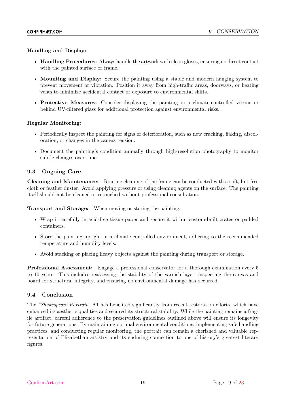 The oil on canvas, "Untitled" report sample page 19