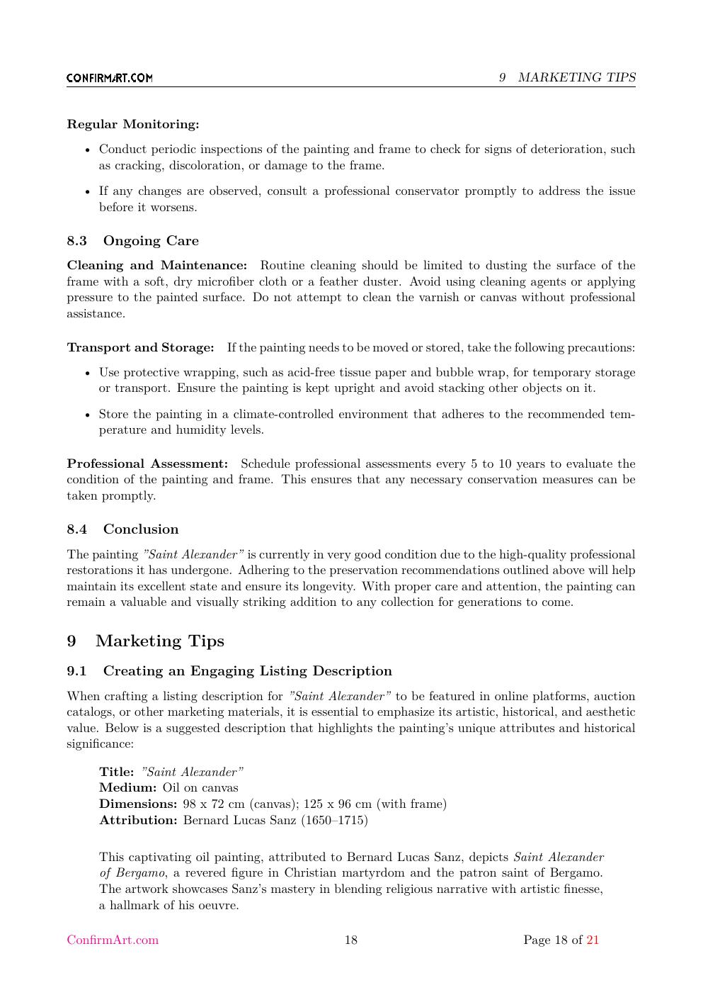St Alexander report sample page 18