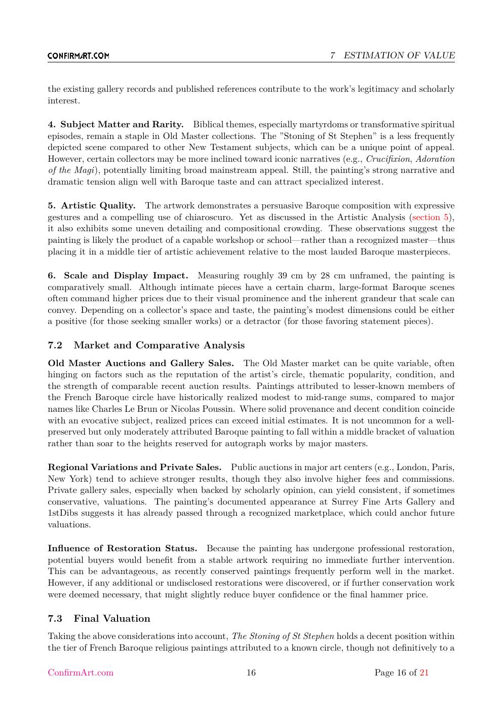 The oil on canvas, "The Stoning of St Stephen" report sample page 16