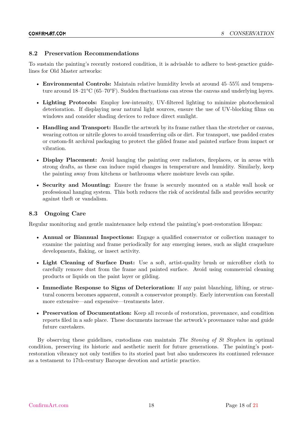 The oil on canvas, "The Stoning of St Stephen" report sample page 18
