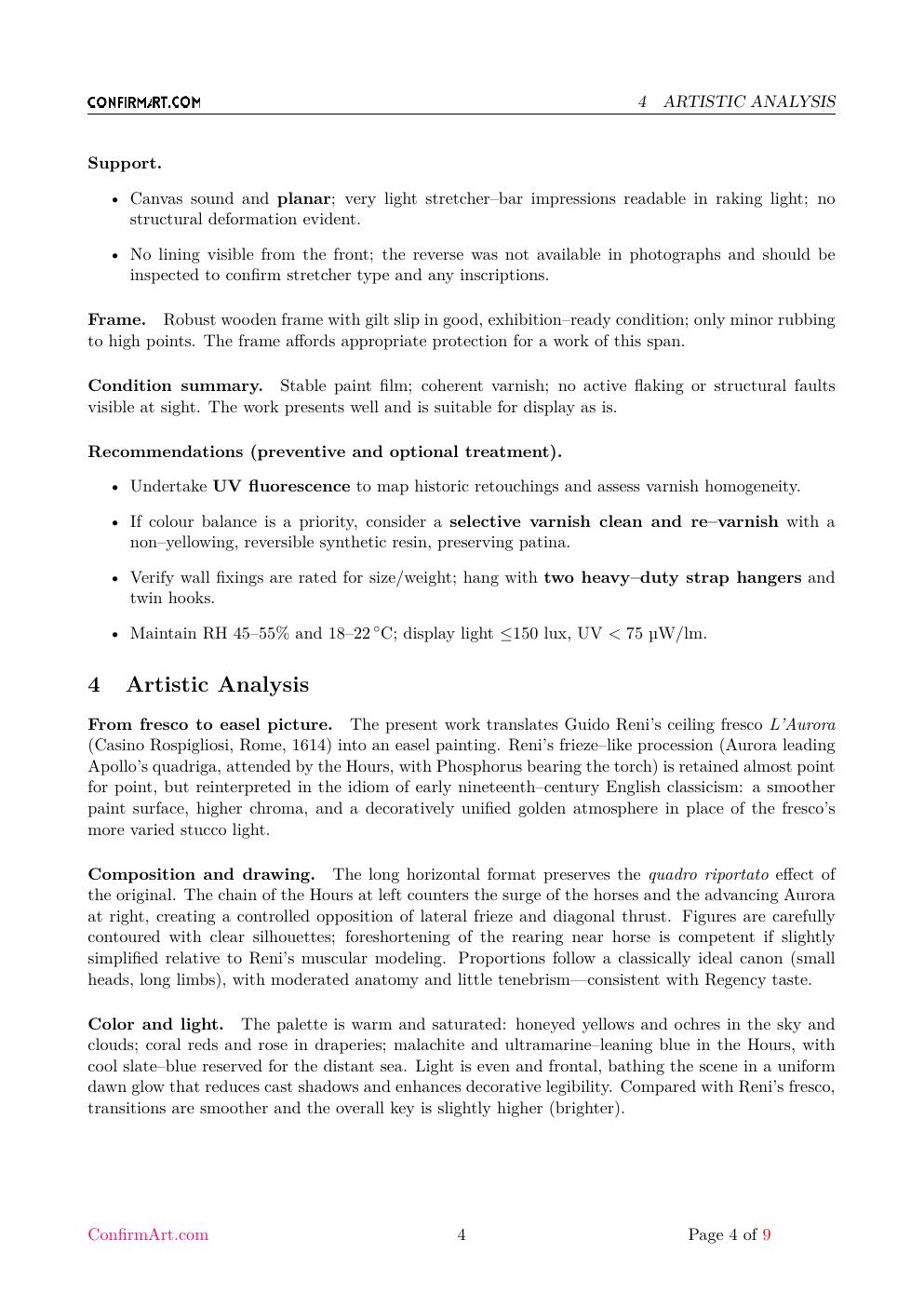 The Chariot of Aurora report sample page 4