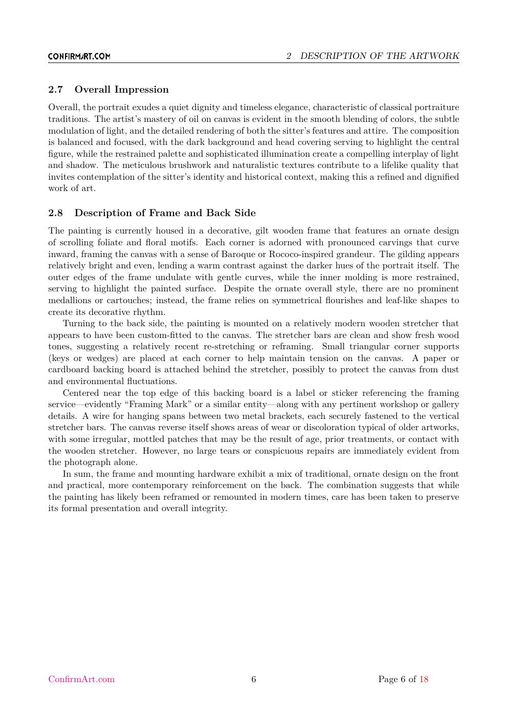 Portrait of a Woman report sample page 6