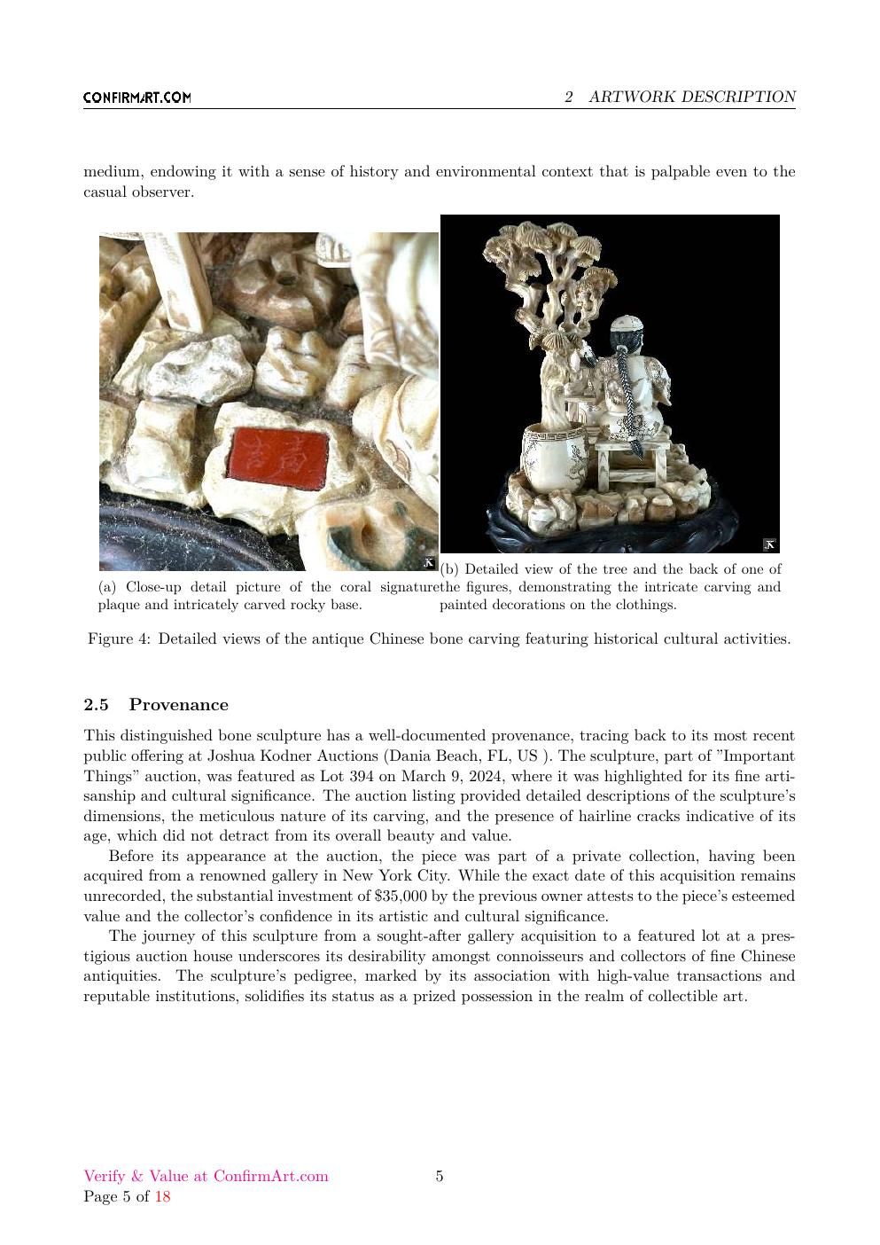 Chinese Carving in its display case report sample page 5
