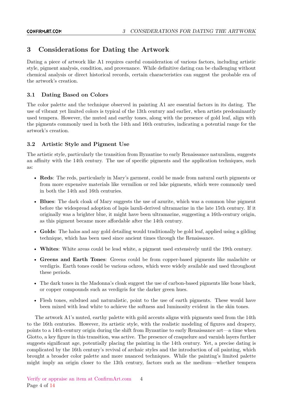 Italian Paintings 13th and 14th Centuries report sample page 4