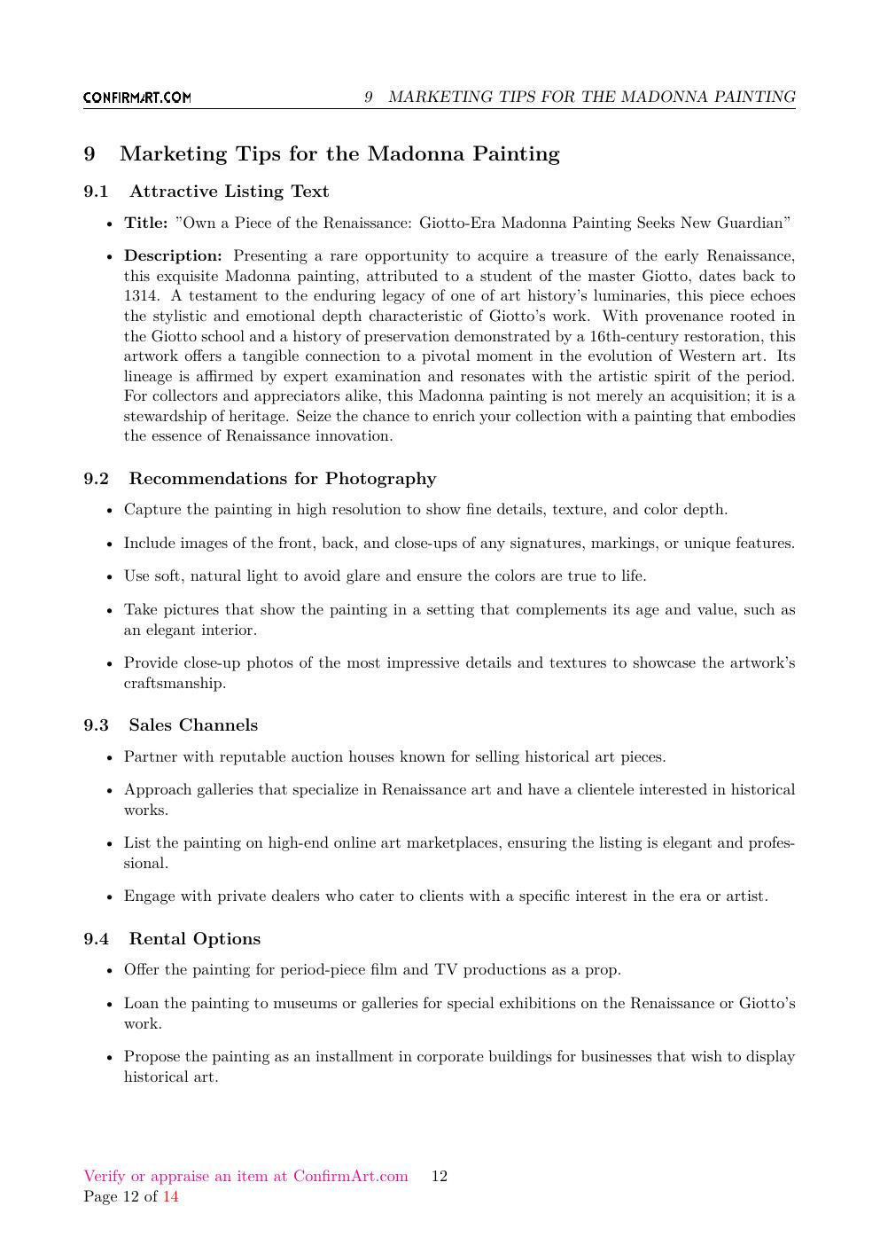 Italian Paintings 13th and 14th Centuries report sample page 12