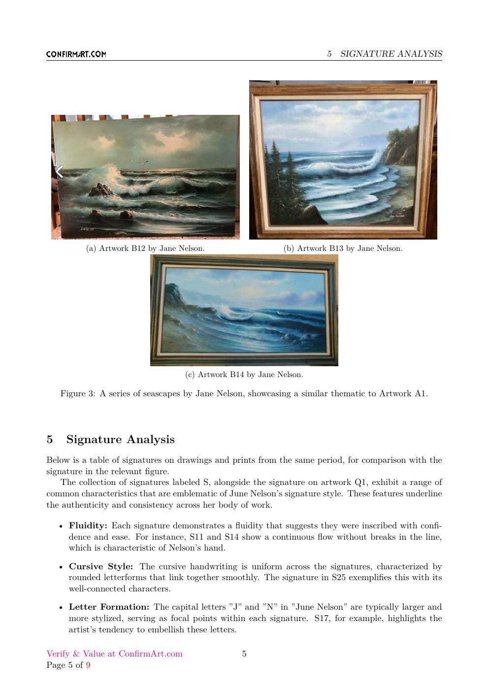 June Nelson signature study report sample page 5