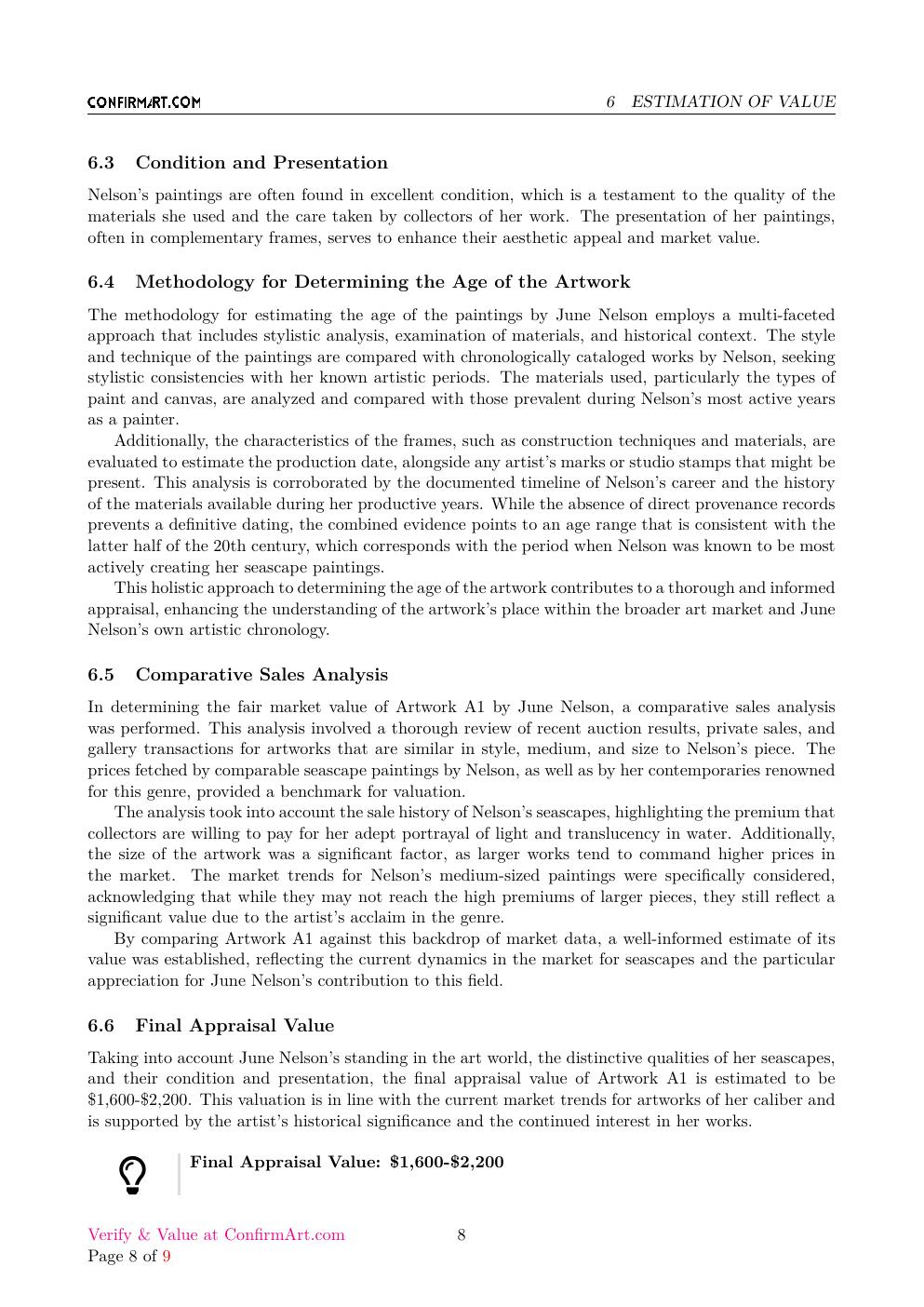 June Nelson signature study report sample page 8