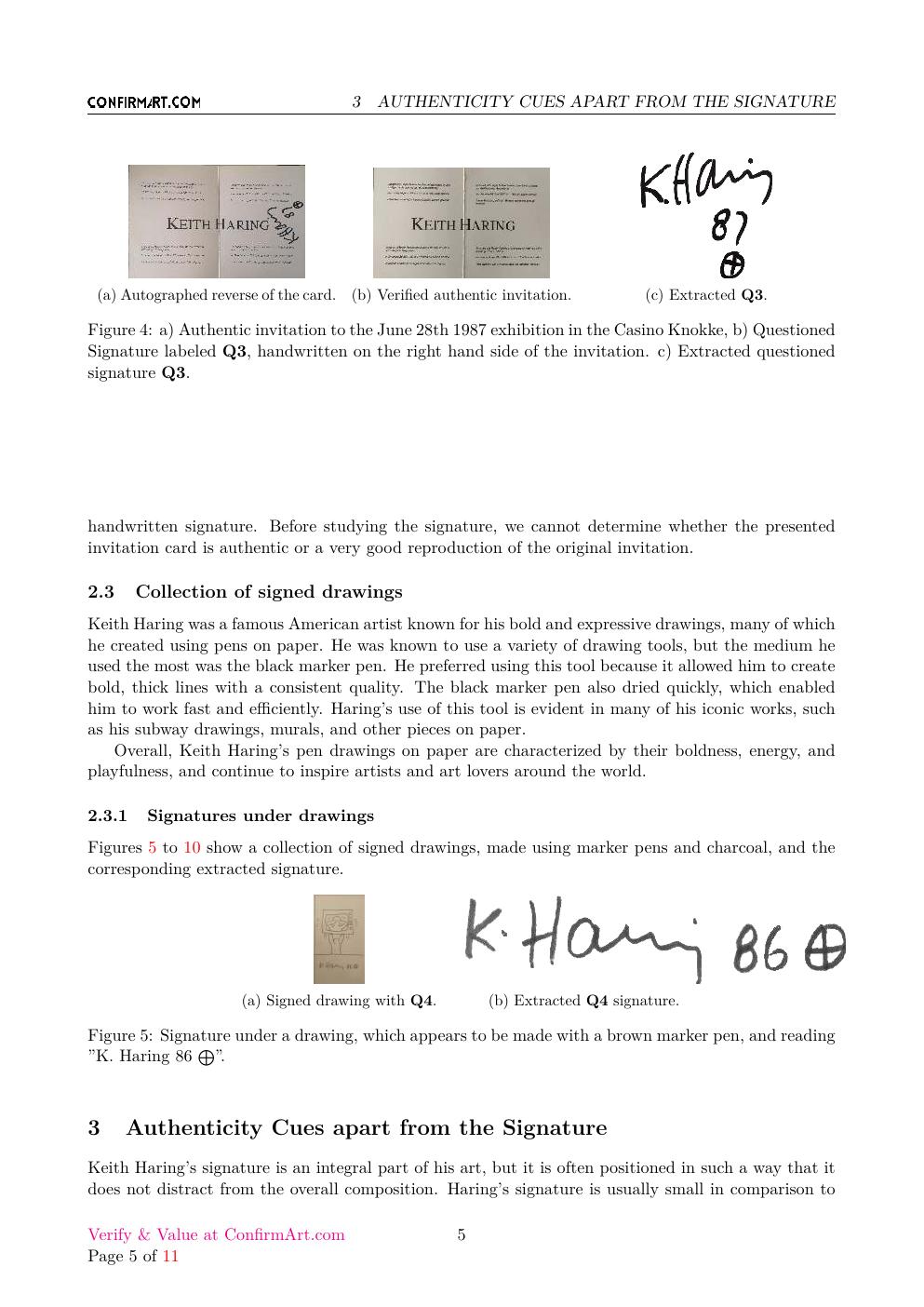 Keith Haring signed artwork report sample page 5