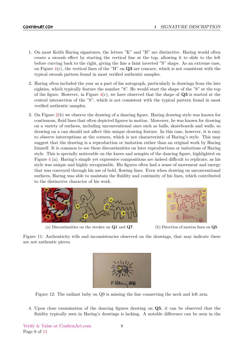 Keith Haring signed artwork report sample page 8
