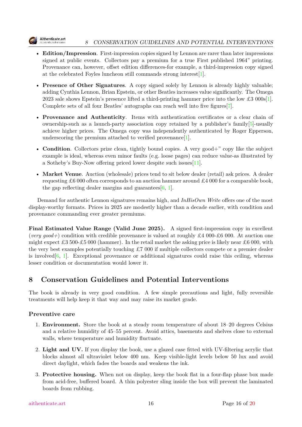 John Lennon signature study report sample page 16