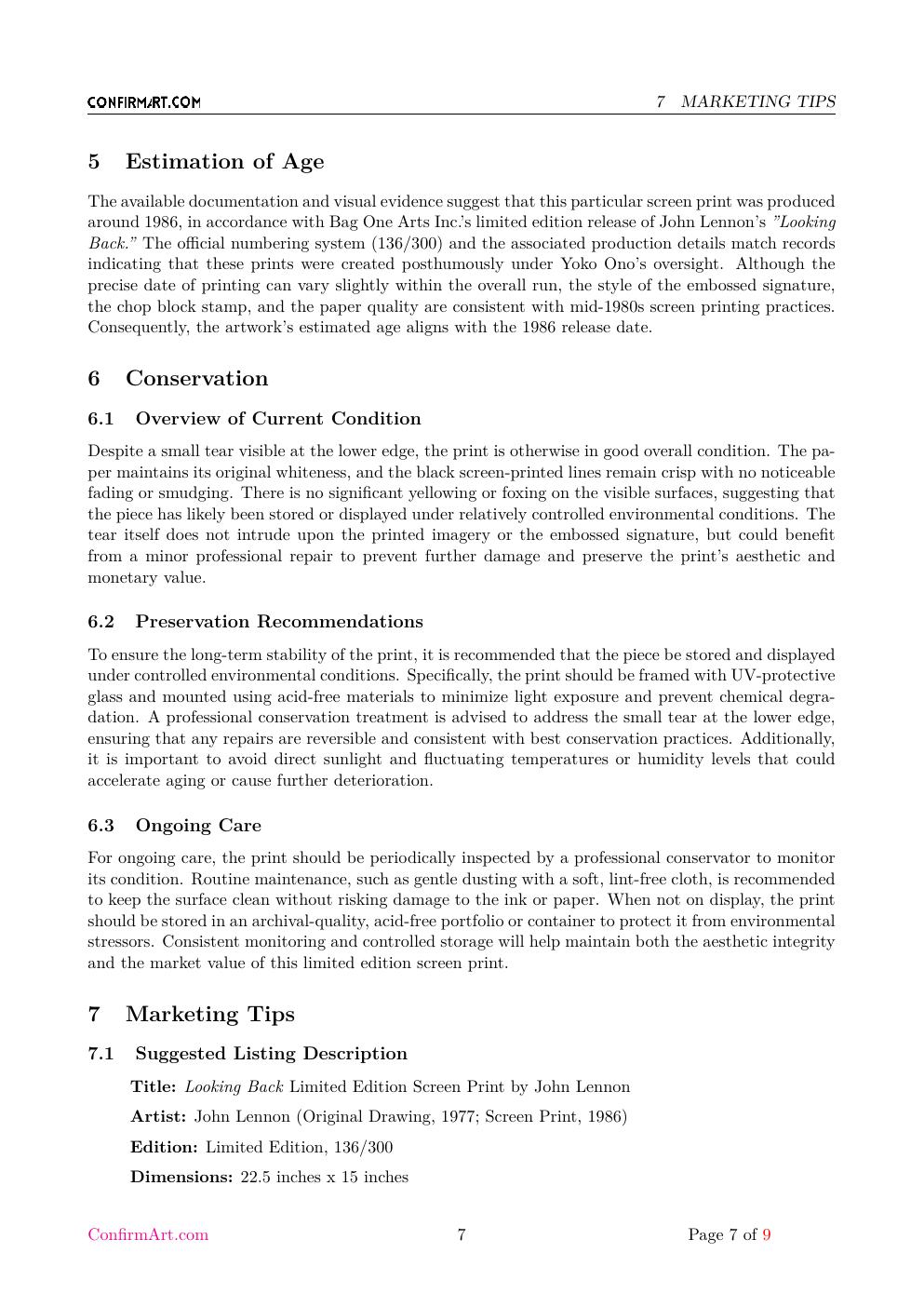 Looking Back report sample page 7