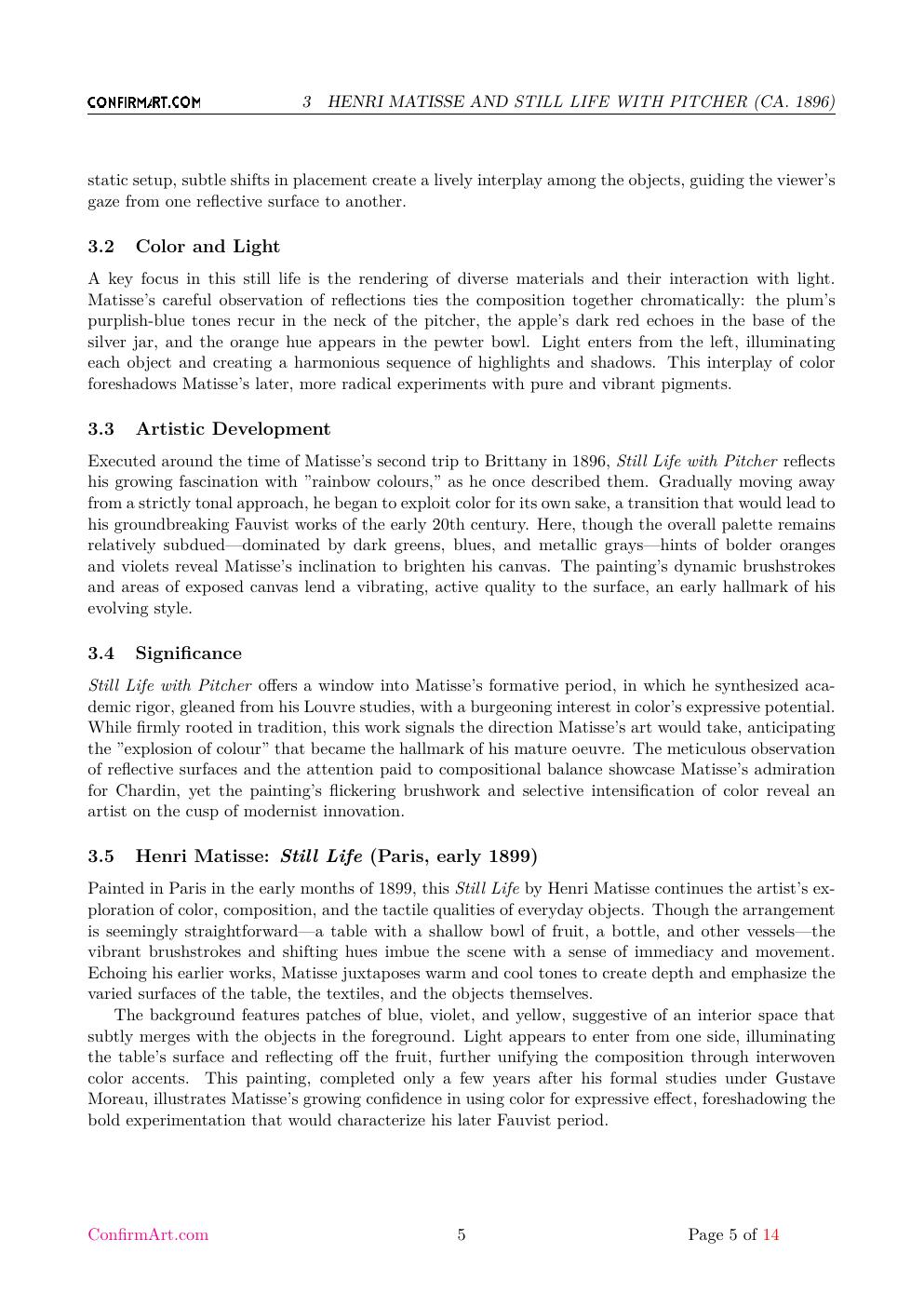 Still Life with Pitcher report sample page 5