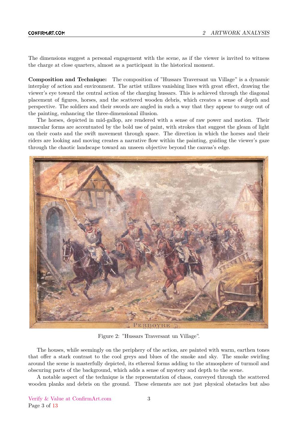 Hussars Traversant un Village report sample page 3