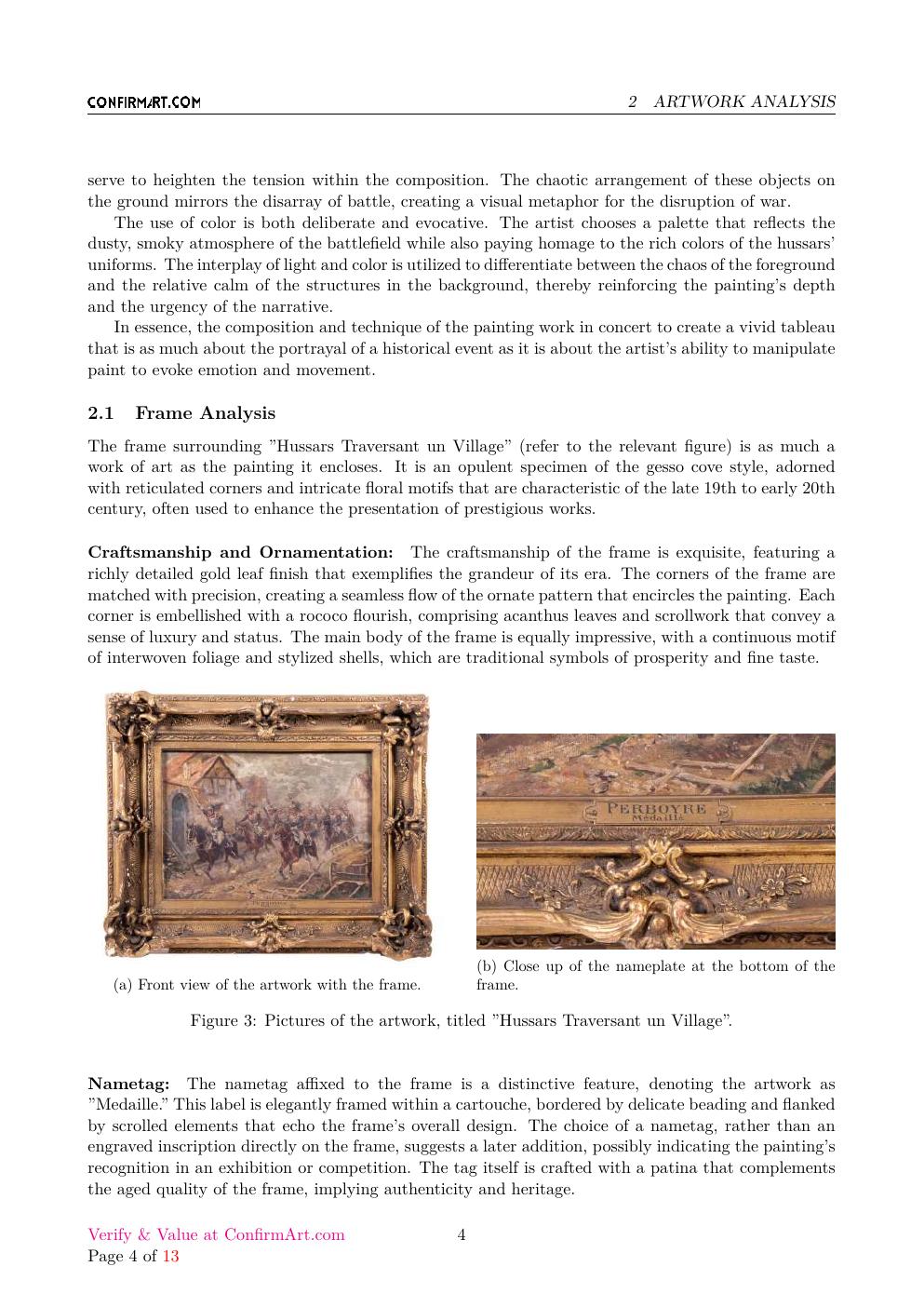 Hussars Traversant un Village report sample page 4