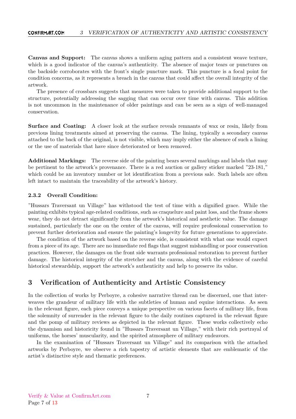 Hussars Traversant un Village report sample page 7