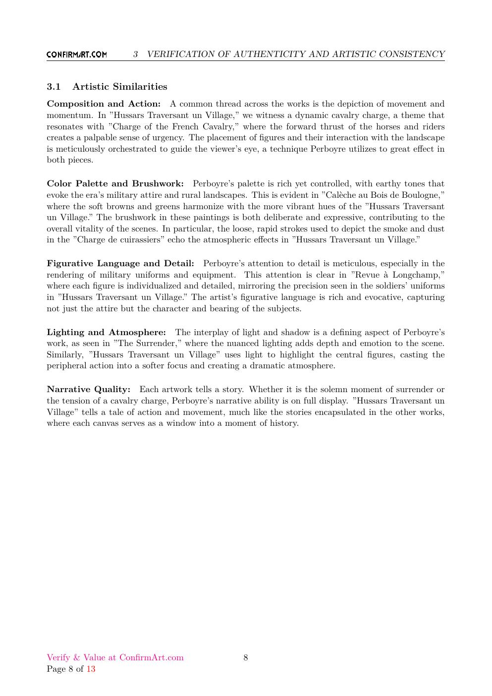 Hussars Traversant un Village report sample page 8