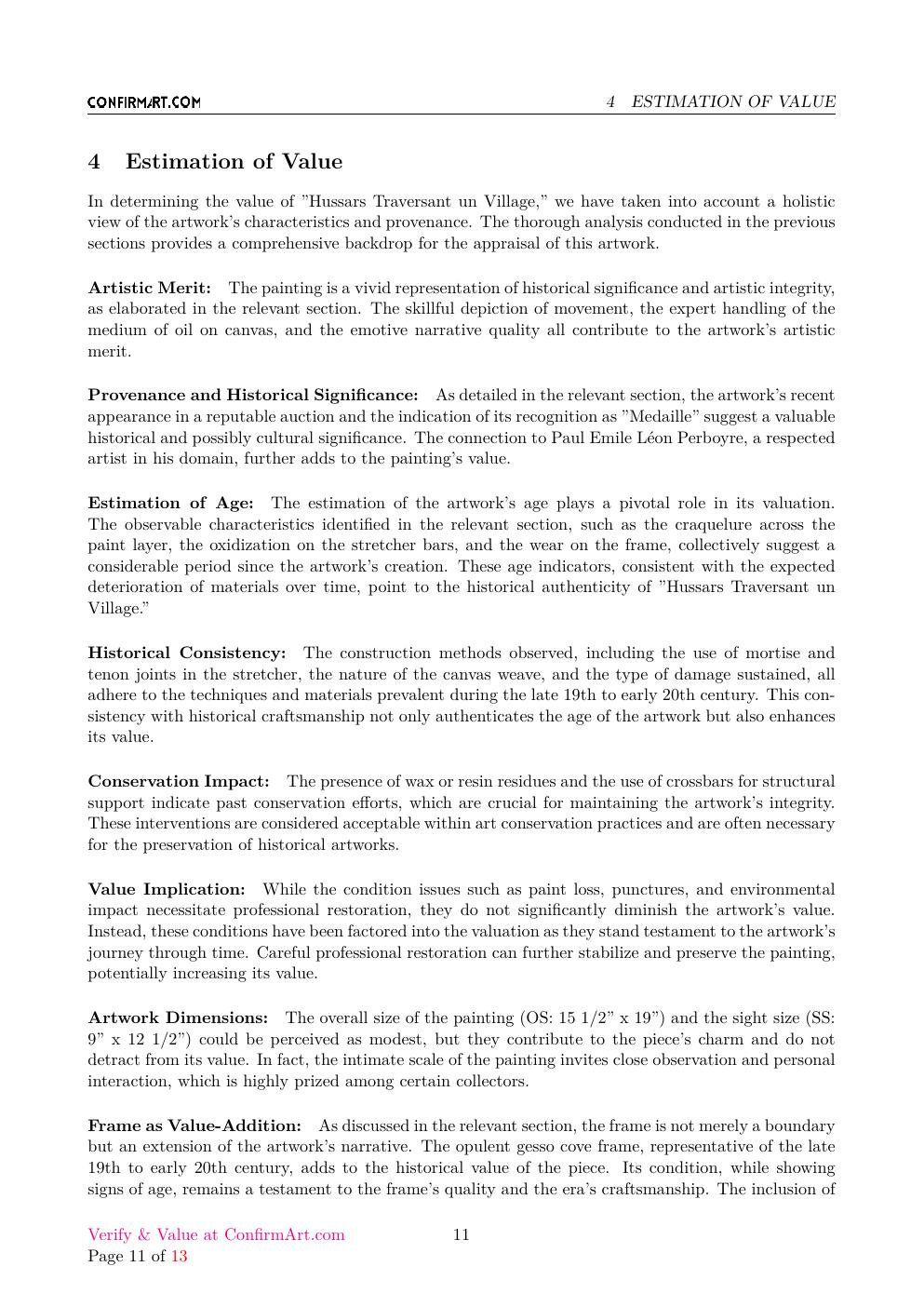 Hussars Traversant un Village report sample page 11