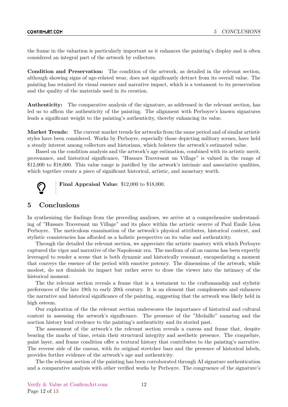Hussars Traversant un Village report sample page 12