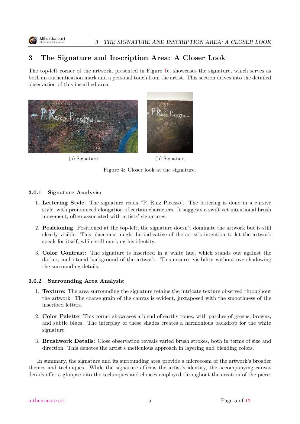 Picasso signature study report sample page 5