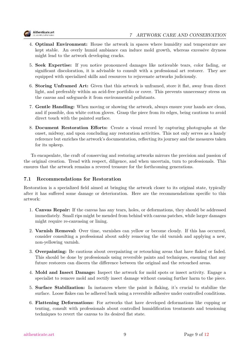 Picasso signature study report sample page 9