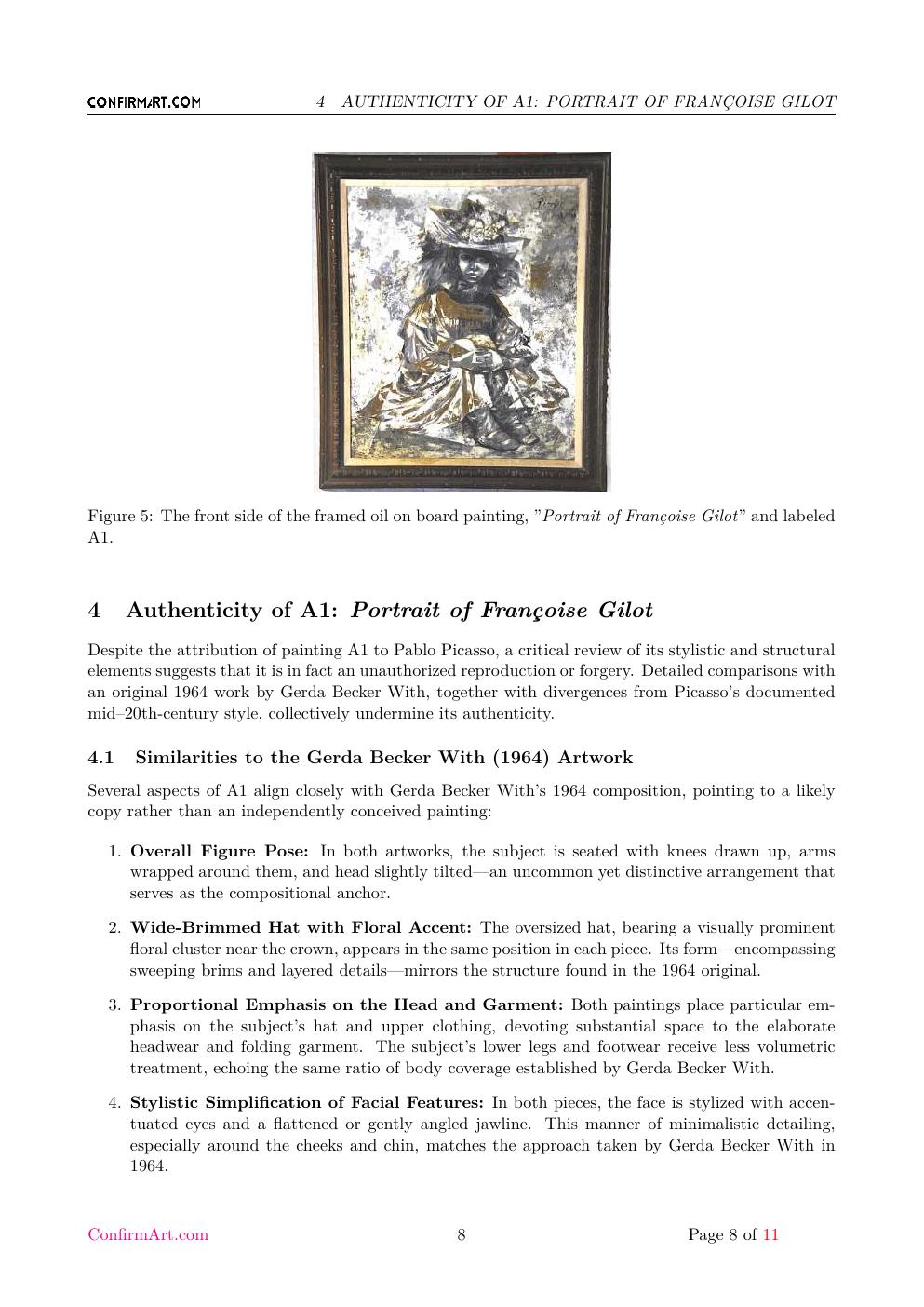 Françoise Gilot report sample page 8