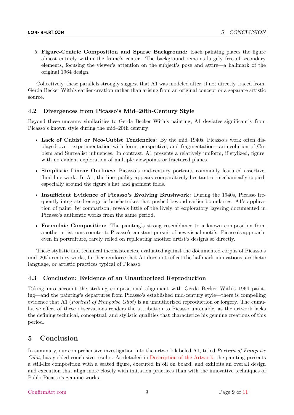 Françoise Gilot report sample page 9