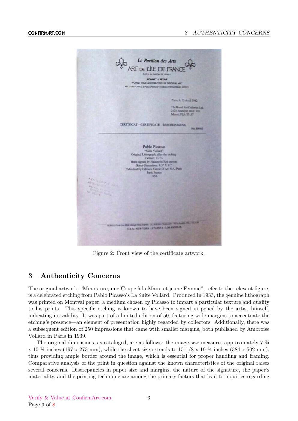 Picasso lithograph study report sample page 3