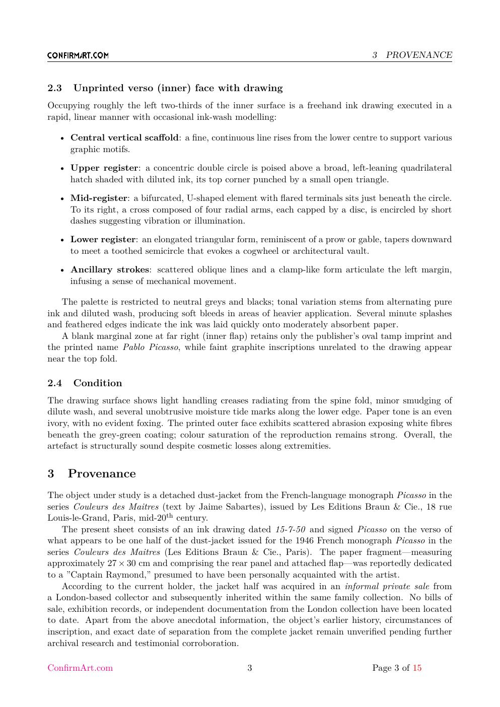 Couleurs des Maîtres -- Picasso report sample page 3