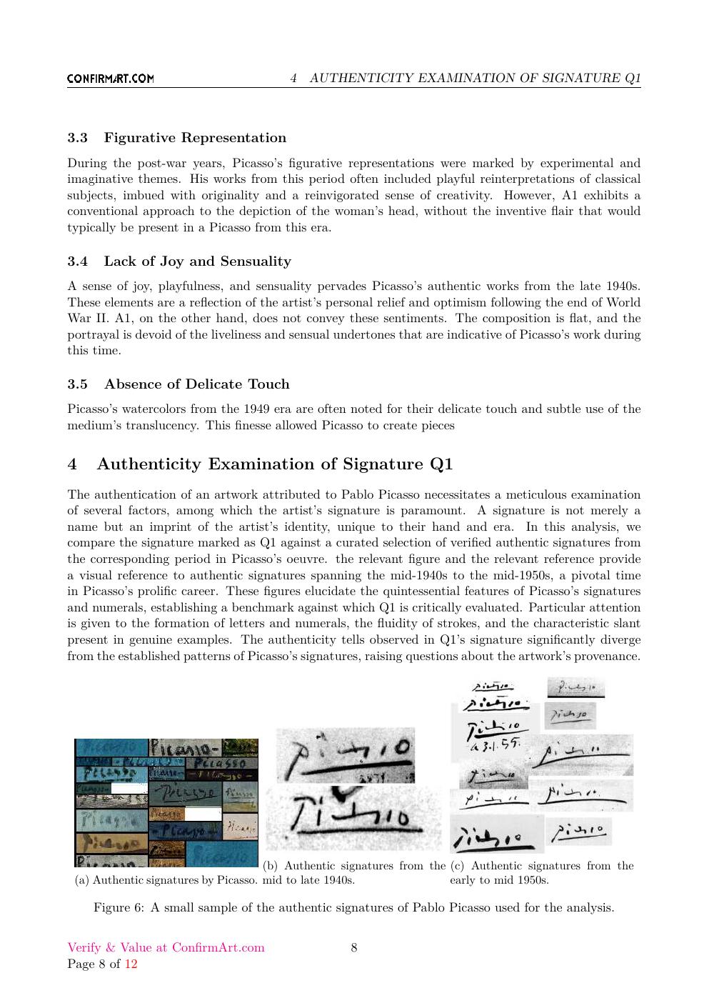 Picasso 1949 study report sample page 8