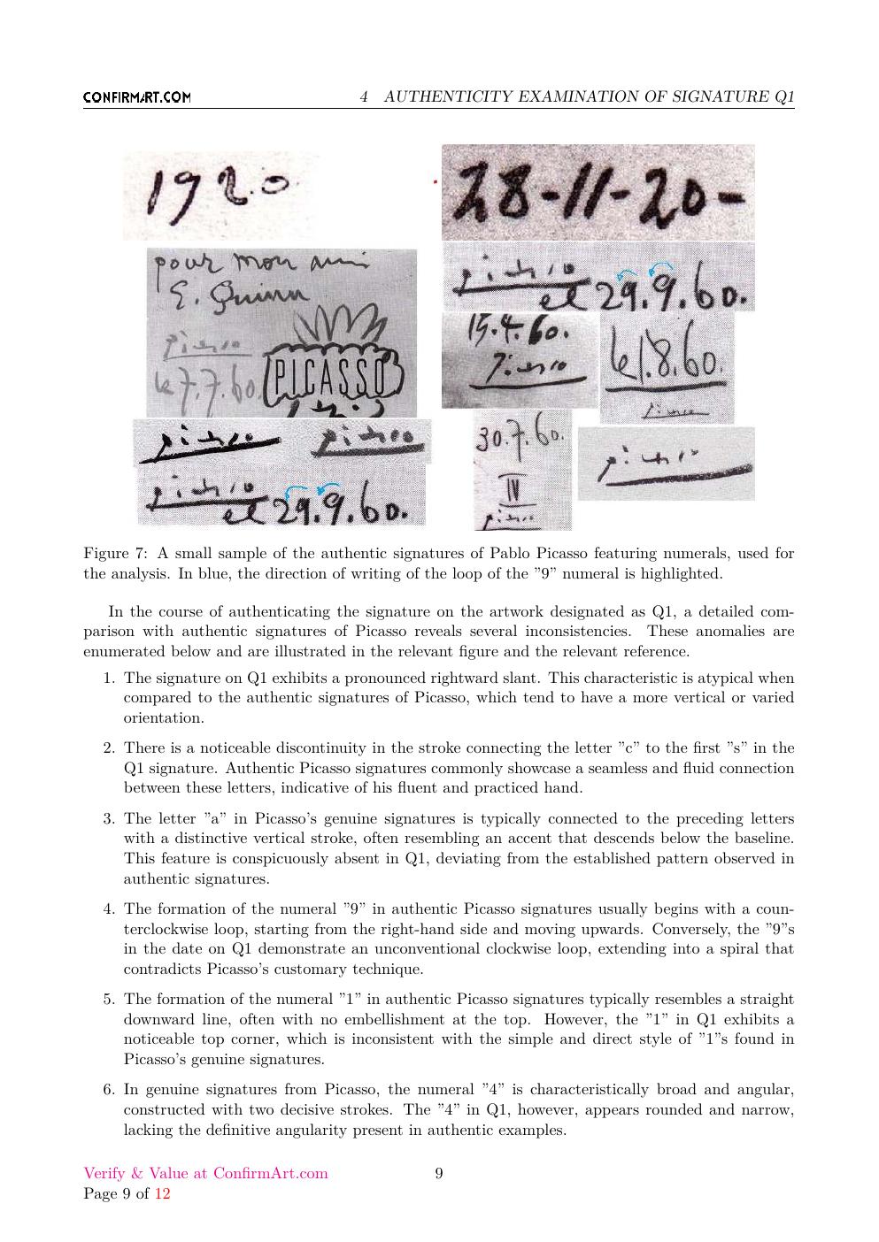Picasso 1949 study report sample page 9