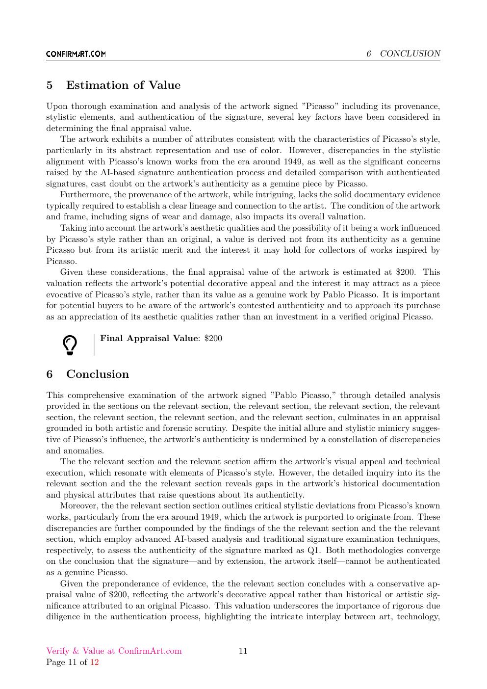 Picasso 1949 study report sample page 11