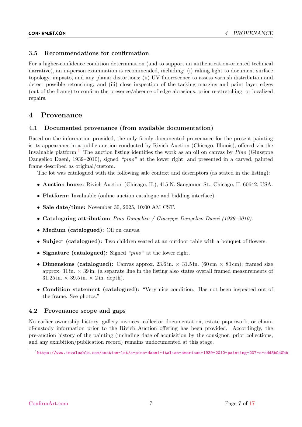 Pino Daeni painting study report sample page 7